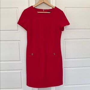 Red Tommy Hilfiger Mini Dress with Crew Neck and Short Sleeves